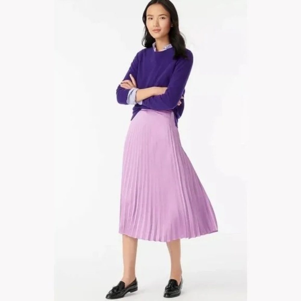 J. Crew Pleated Midi Skirt Wisteria Size